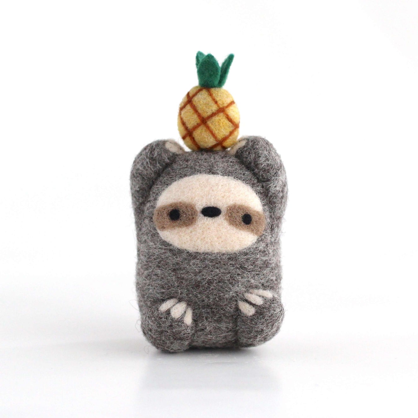 Needle Felted Sloth holding Pineapple