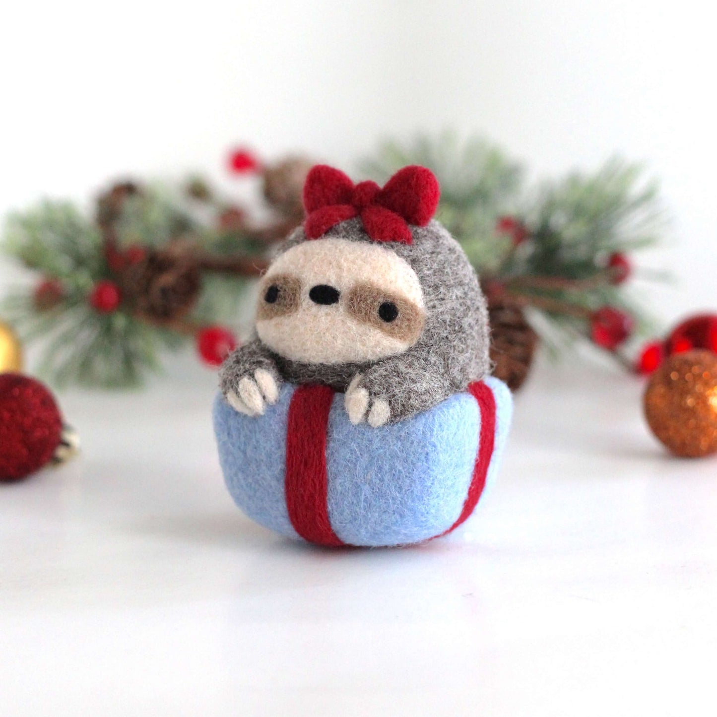 Needle Felted Sloth in a Gift Box