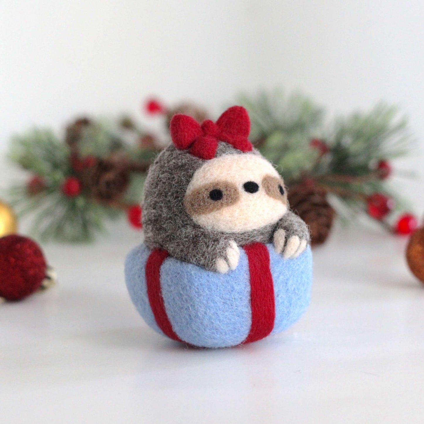 Needle Felted Sloth in a Gift Box