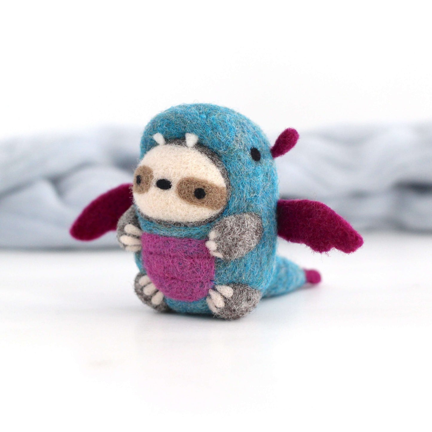 Needle Felted Sloth in Dragon Costume by Wild Whimsy Woolies