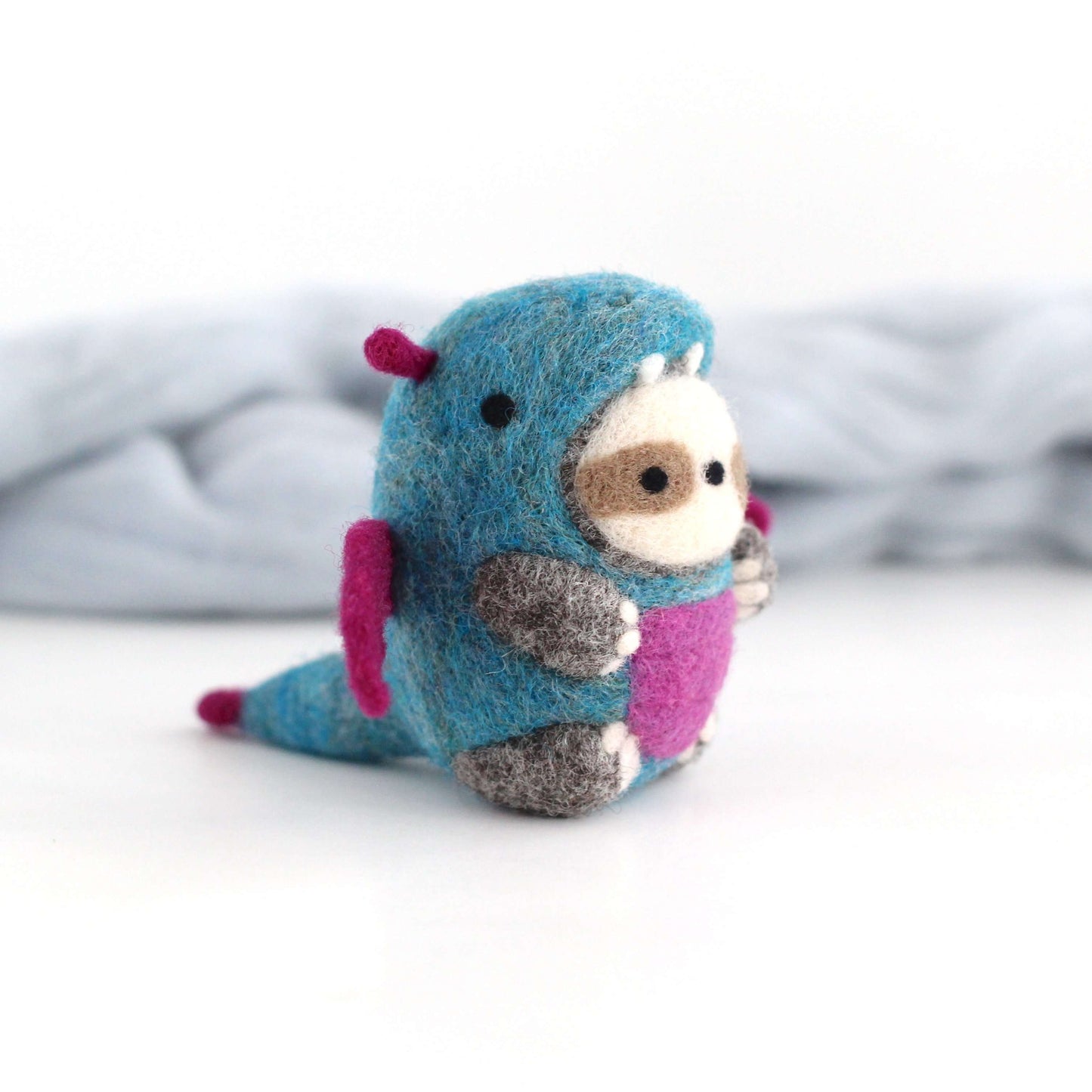 Needle Felted Sloth in Dragon Costume by Wild Whimsy Woolies