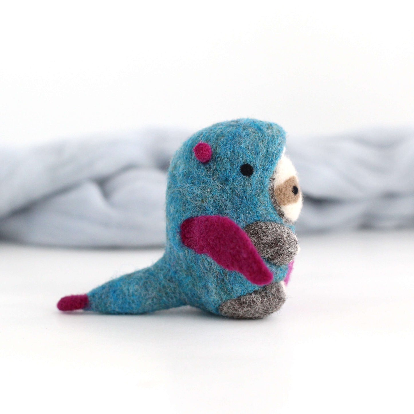 Needle Felted Sloth in Dragon Costume by Wild Whimsy Woolies
