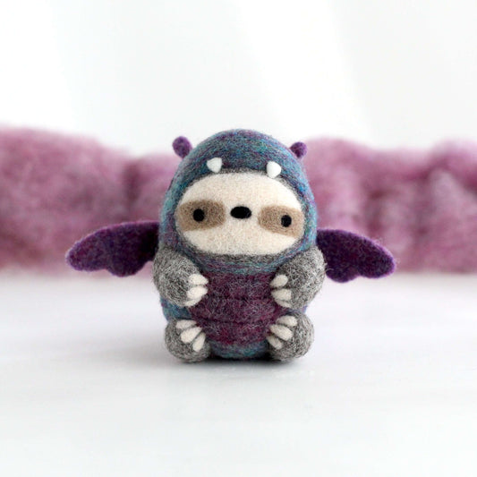Needle Felted Sloth in Dragon Costume