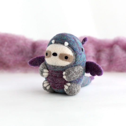 Needle Felted Sloth in Dragon Costume