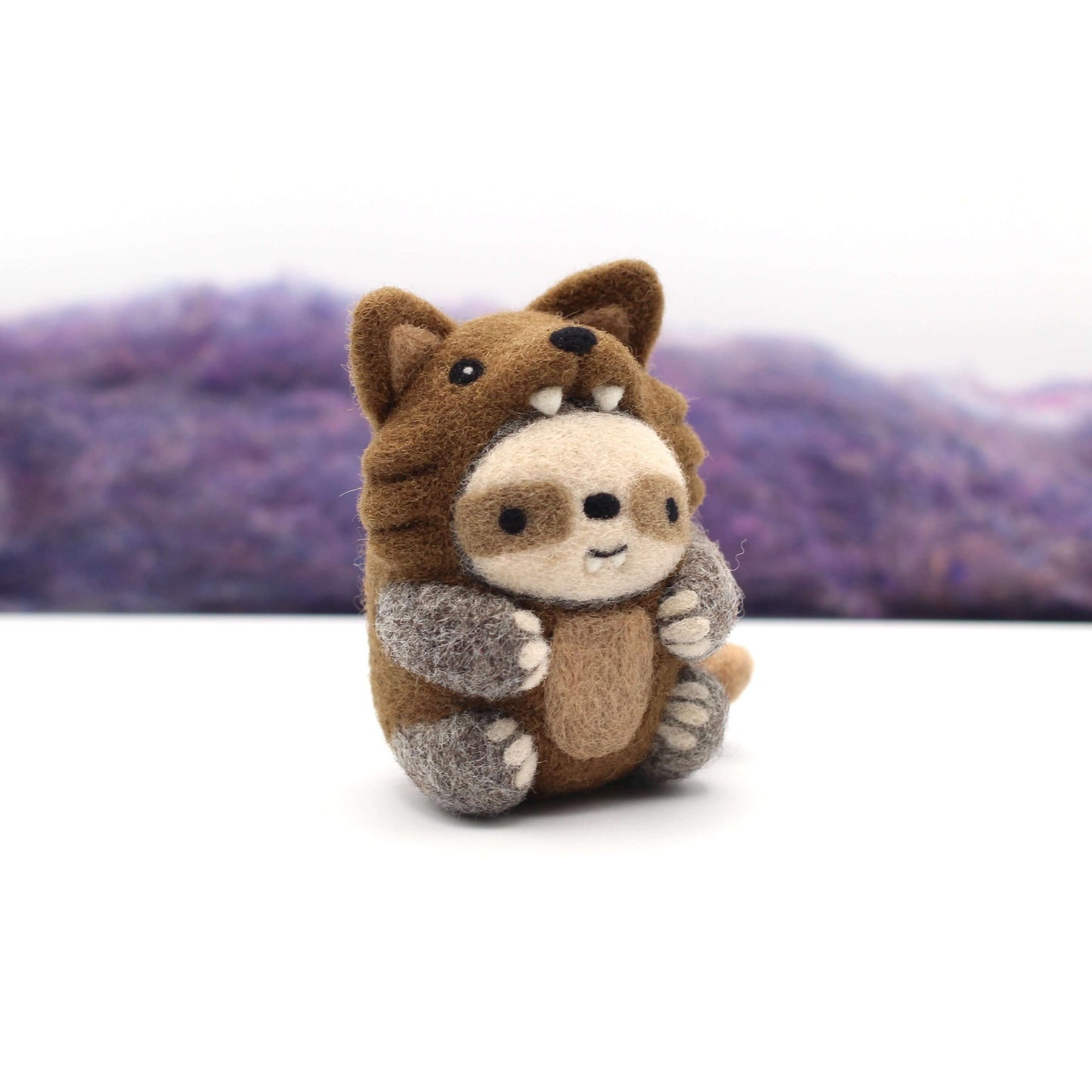 Needle Felted Sloth in Werewolf Costume