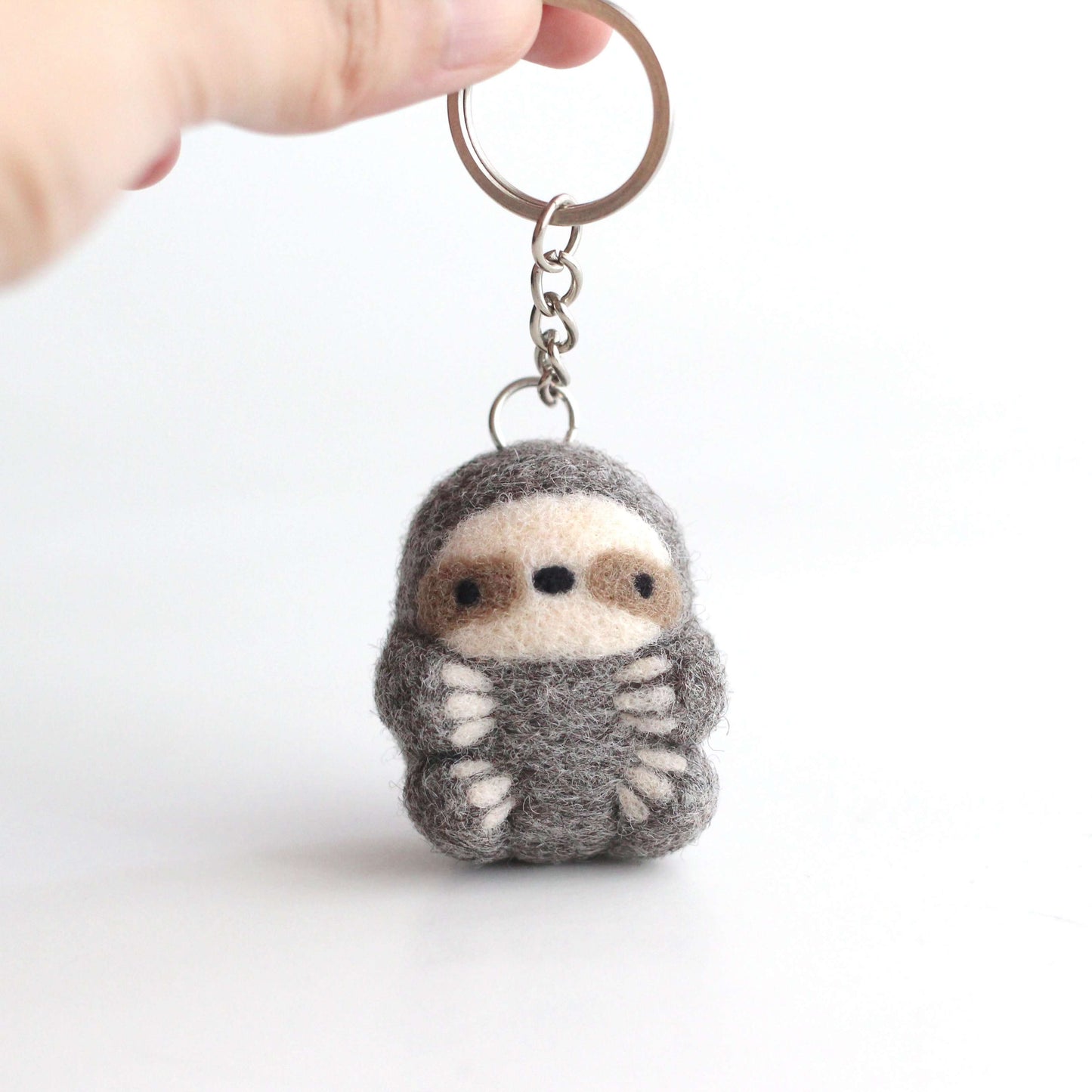 Needle Felted Sloth Keychain