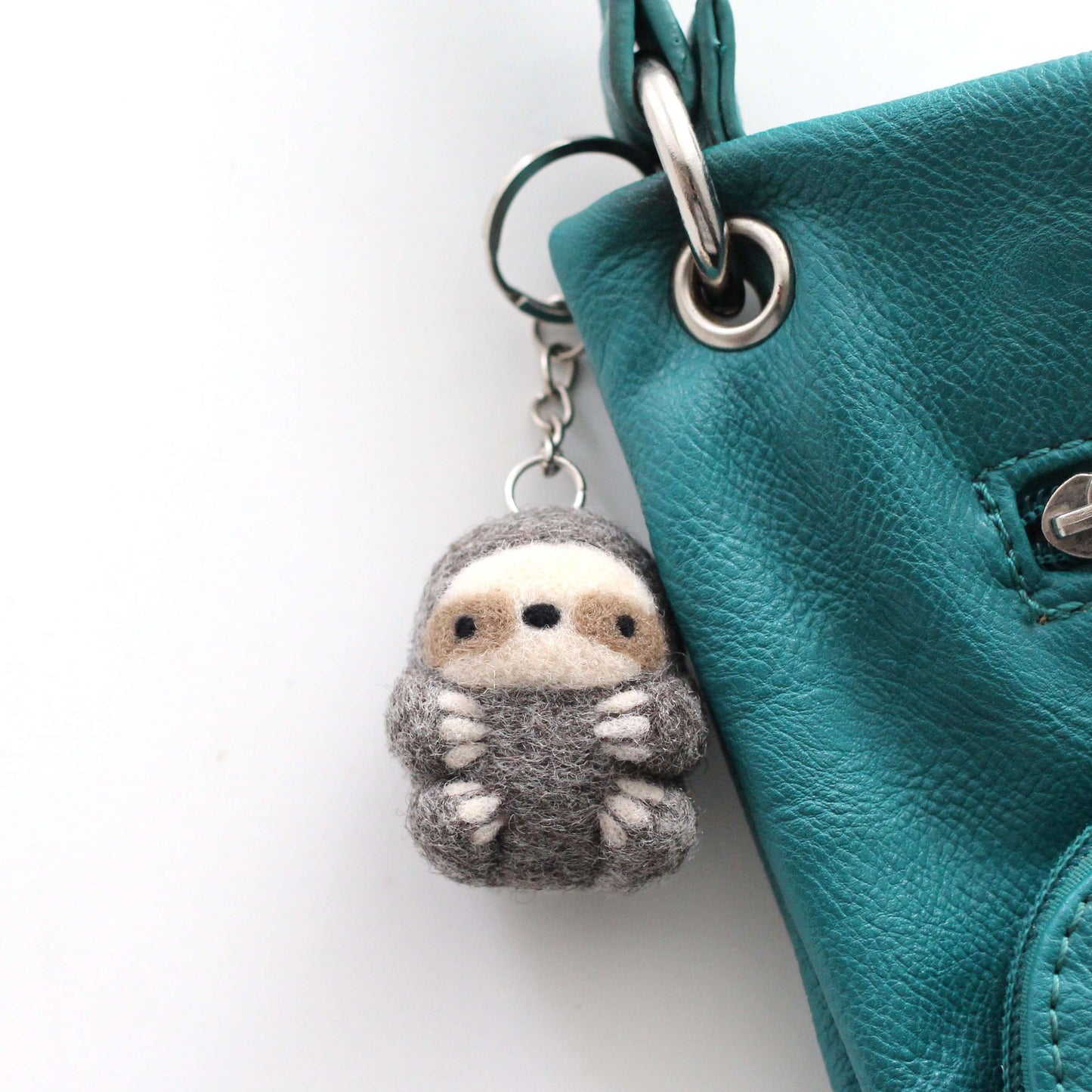 Needle Felted Sloth Keychain