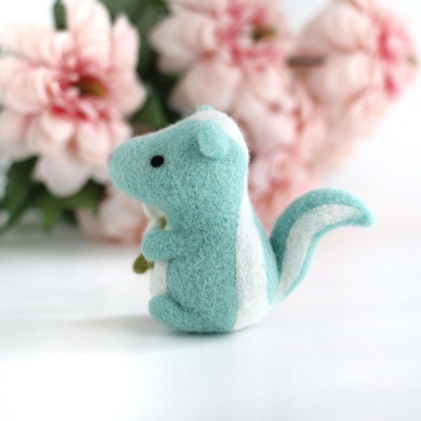 Needle Felted Turquoise Skunk with Daisy