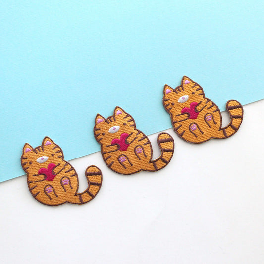 Orange Tabby Cat Embroidered Iron-On Patch
