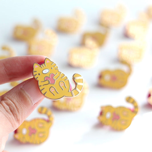 Orange Tabby Cat Enamel Pin - Backpack Pin - Orange Cat Gift