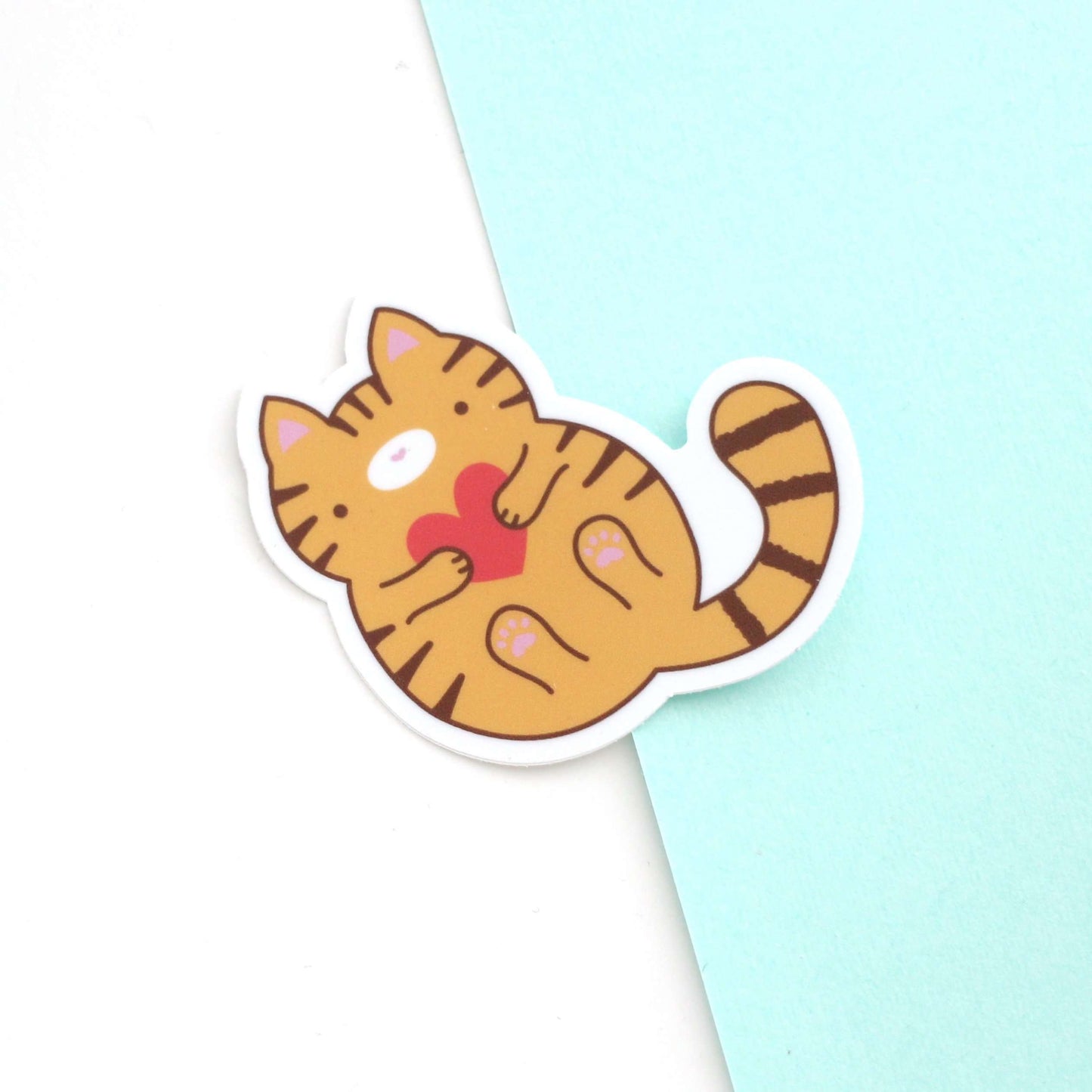 Orange Tabby Cat Vinyl Sticker - Cute Cat Stationery