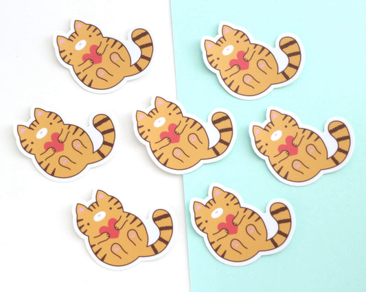 Orange Tabby Cat Vinyl Sticker - Cute Cat Stationery