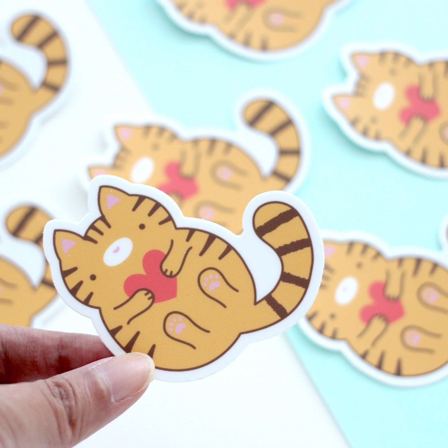 Orange Tabby Cat Vinyl Sticker - Cute Cat Stationery