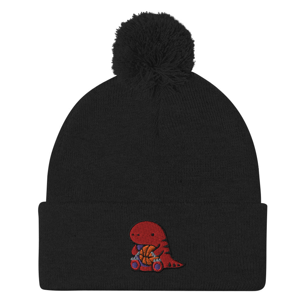 Raptor with Basketball Pom-pom Beanie - Toronto Toque - Raptor Fashion Accessory: Black