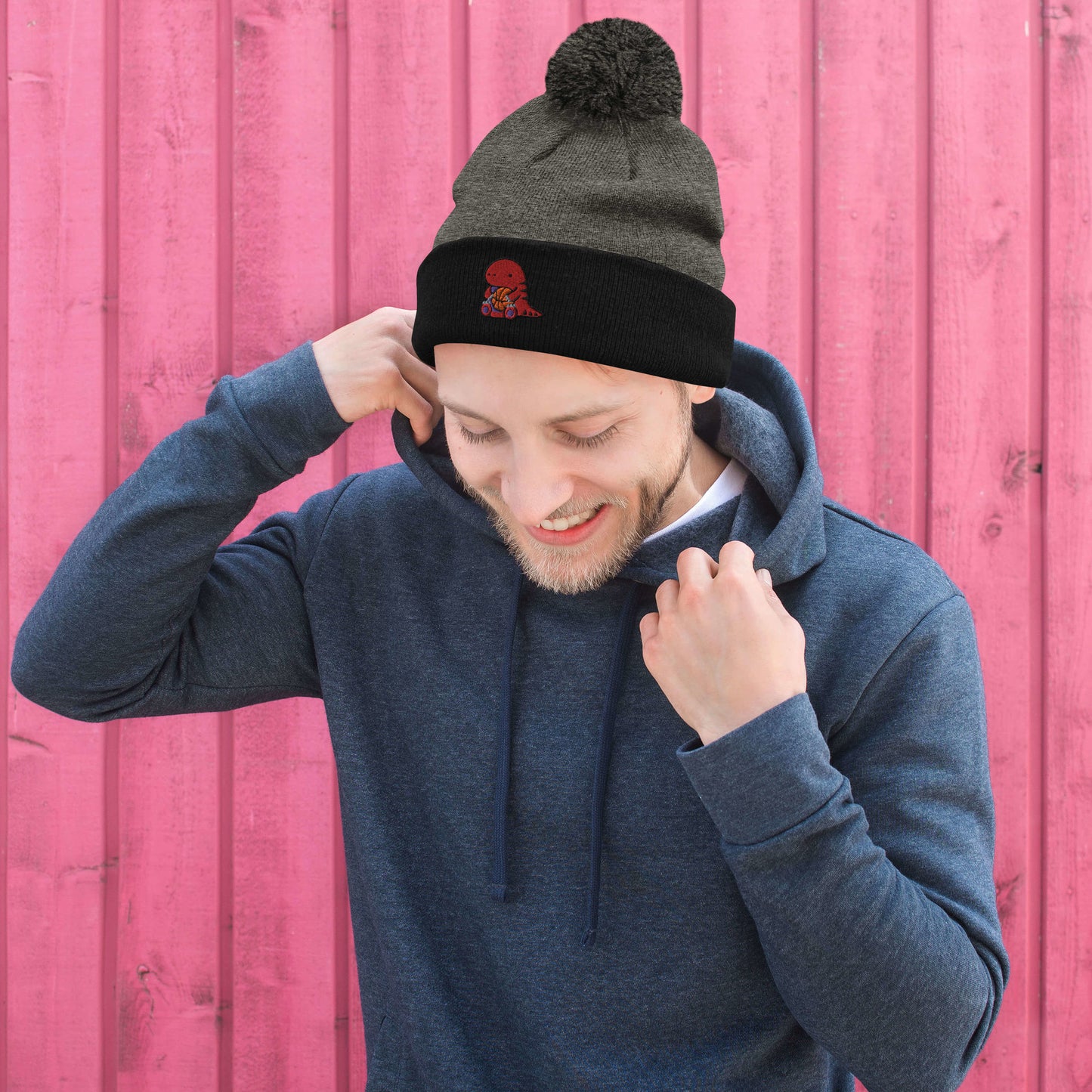 Raptor with Basketball Pom-pom Beanie - Toronto Toque - Raptor Fashion Accessory
