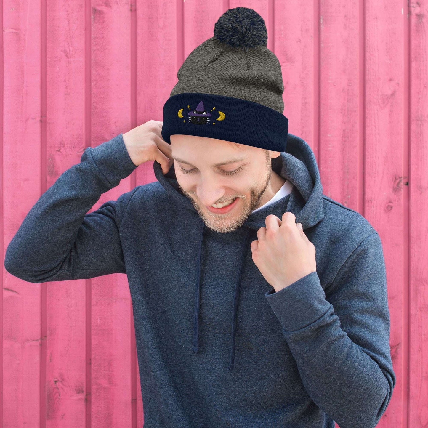 Cat Witch Pom-Pom Beanie. Halloween Fall / Winter Hat