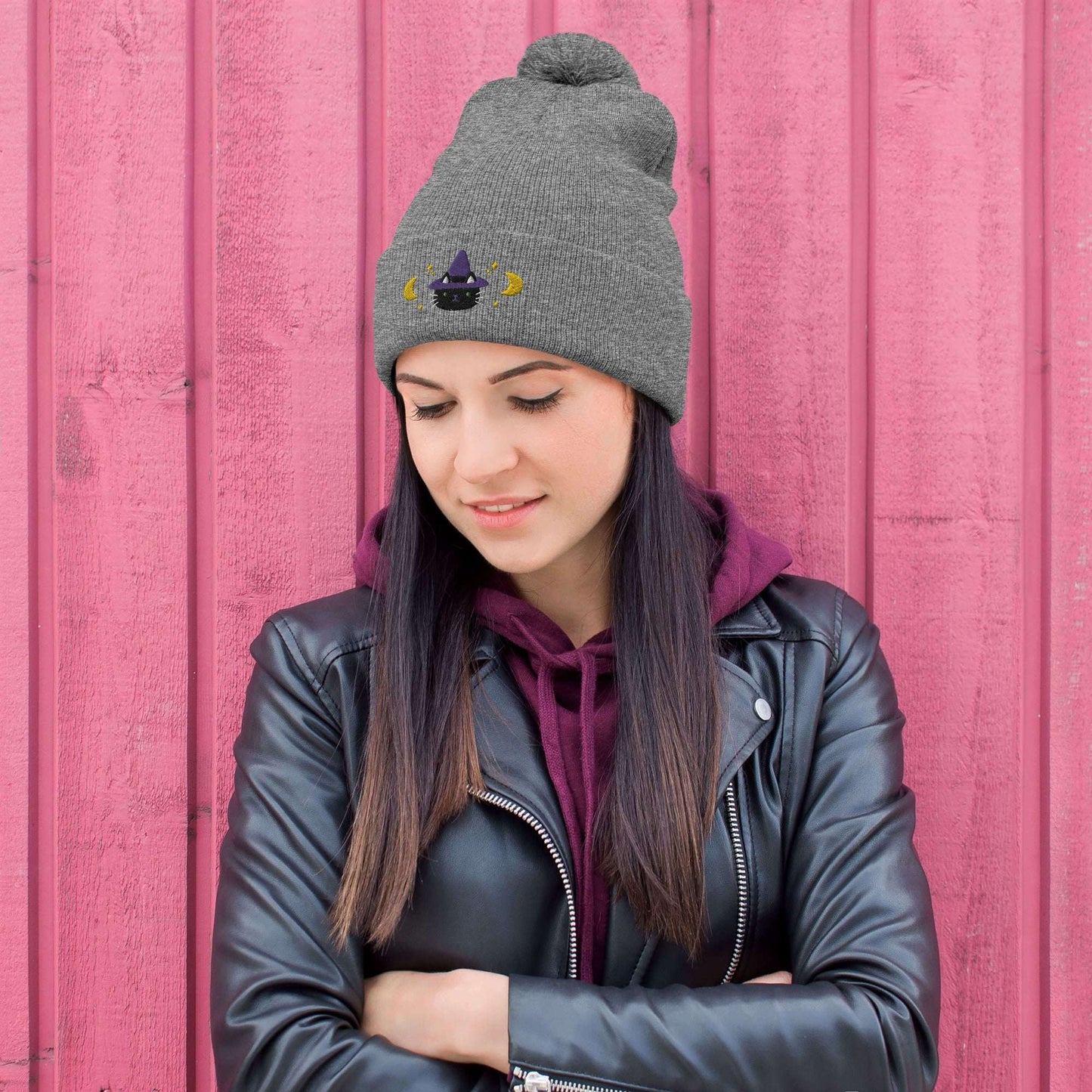 Cat Witch Pom-Pom Beanie. Halloween Fall / Winter Hat
