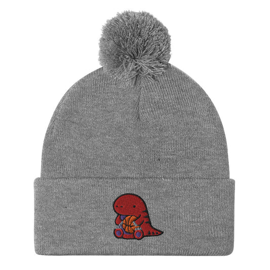 Raptor with Basketball Pom-pom Beanie - Toronto Toque - Raptor Fashion Accessory: Heather Grey