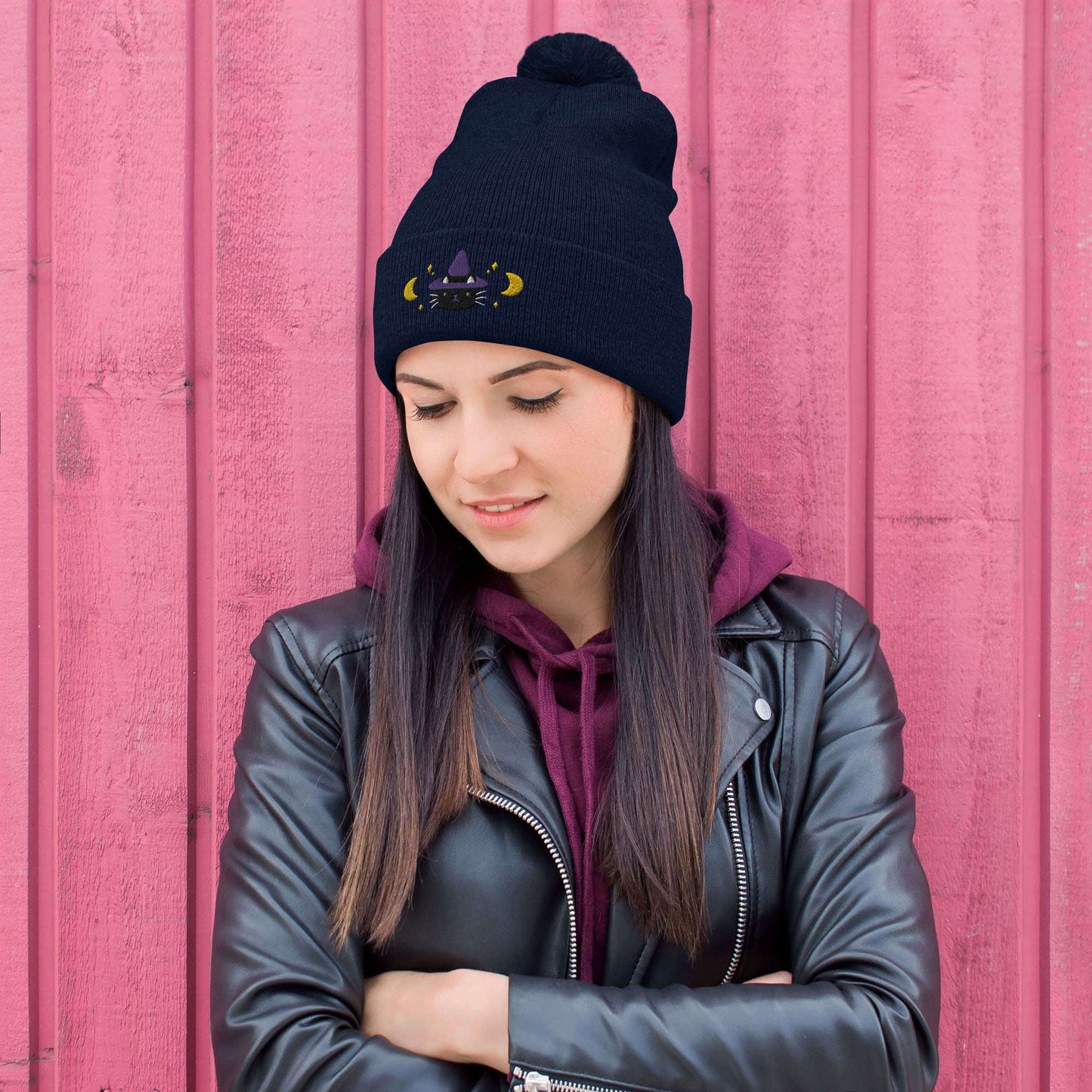 Cat Witch Pom-Pom Beanie. Halloween Fall / Winter Hat