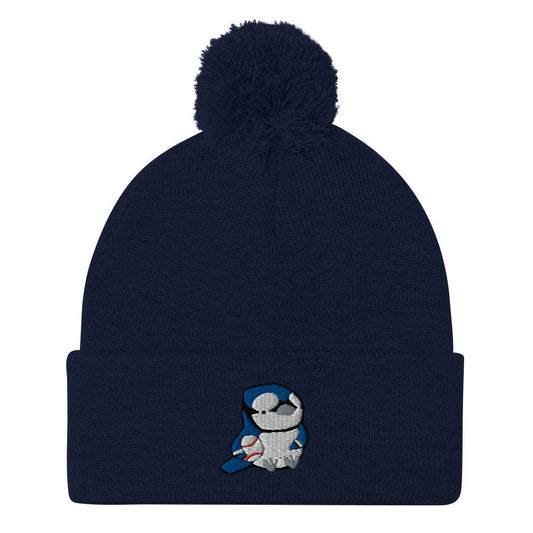 Blue Jay Pom-pom Beanie. Baseball Fan Gift. Toronto Toque: Navy