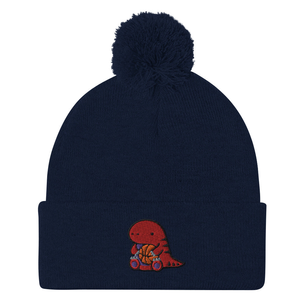 Raptor with Basketball Pom-pom Beanie - Toronto Toque - Raptor Fashion Accessory: Navy