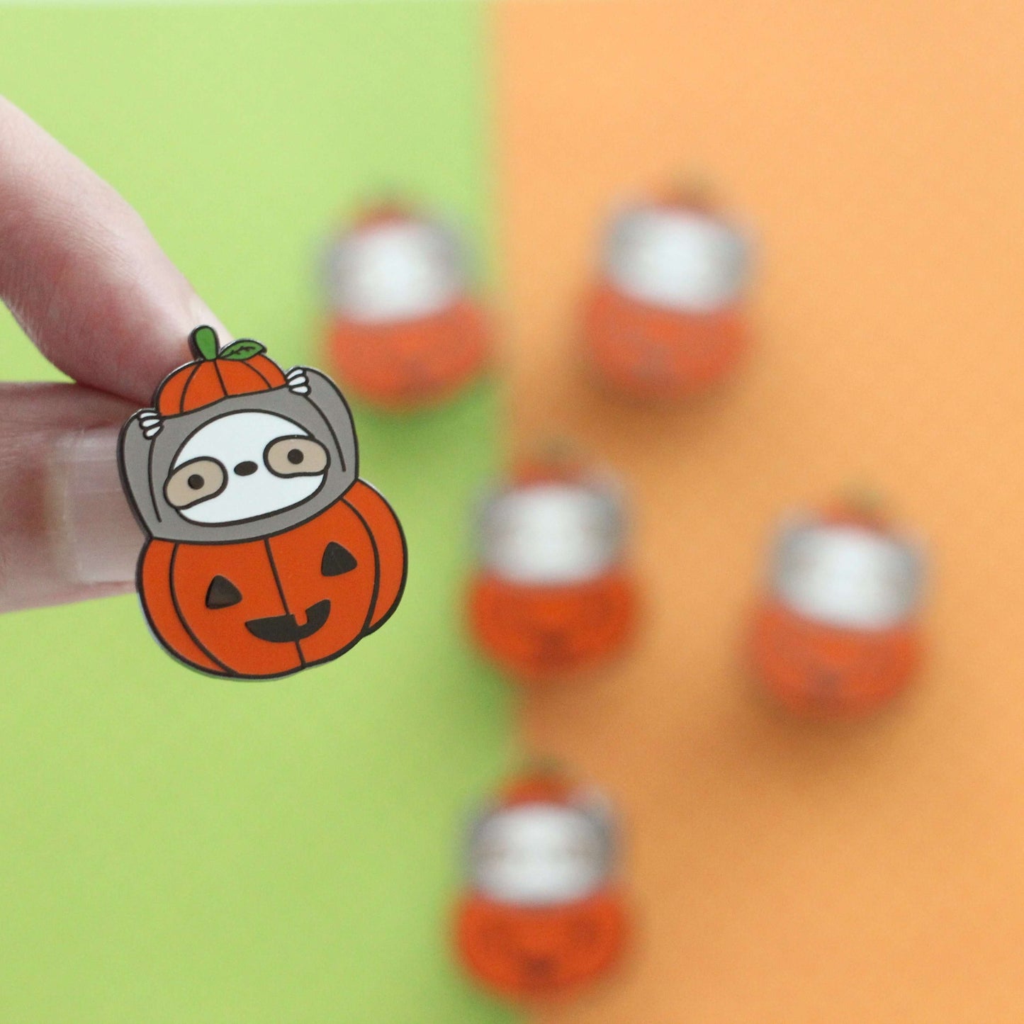 Pumpkin Sloth Enamel Pin - Sloth Gift - Cute Pin - Halloween Pin by Wild Whimsy Woolies