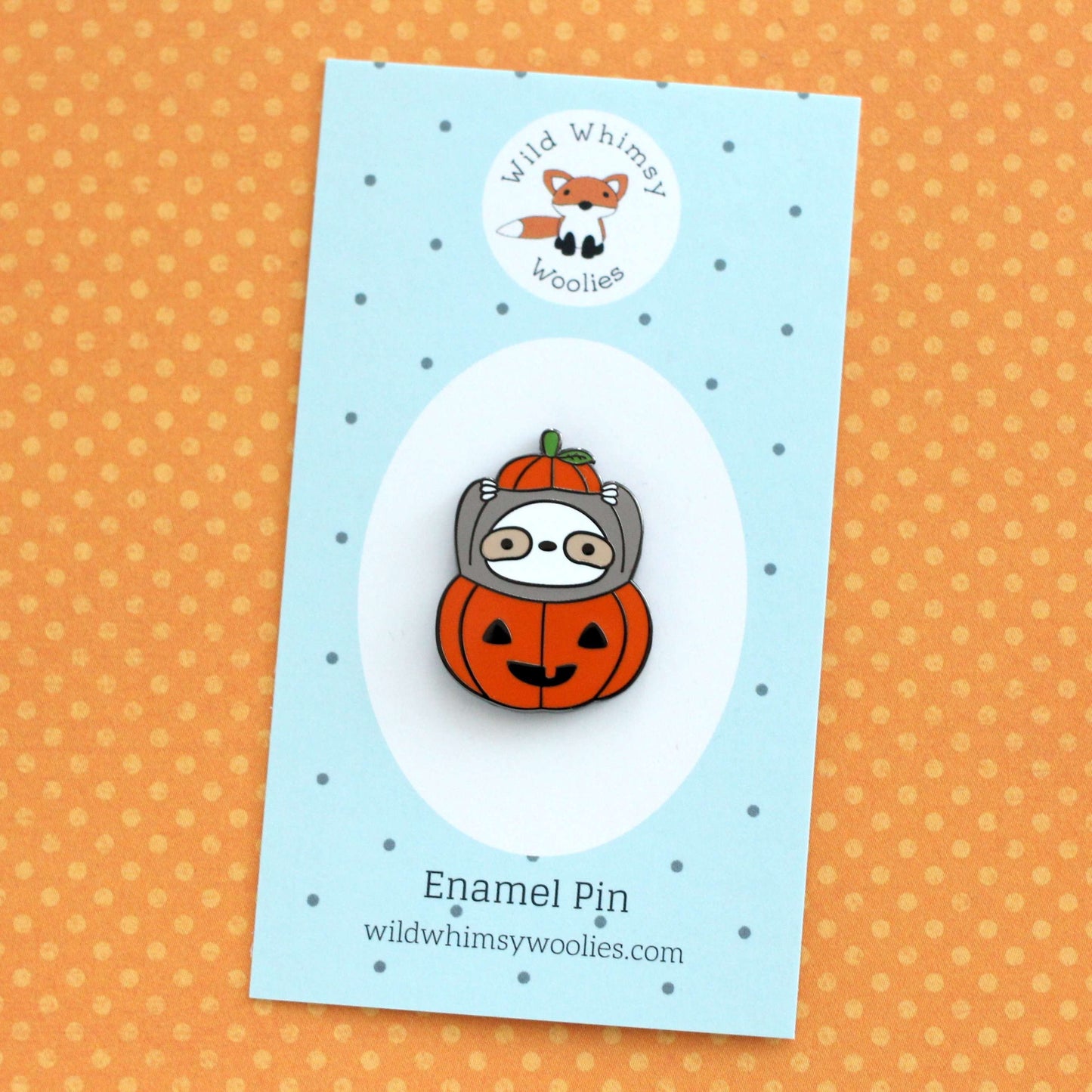 Pumpkin Sloth Enamel Pin - Sloth Gift - Cute Pin - Halloween Pin by Wild Whimsy Woolies