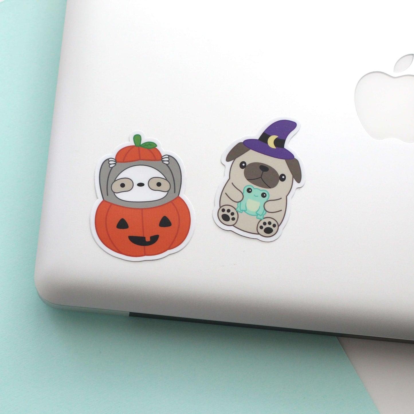 Pumpkin Sloth Vinyl Sticker - Cute Halloween Sticker - Sloth Decals by Wild Whimsy Woolies