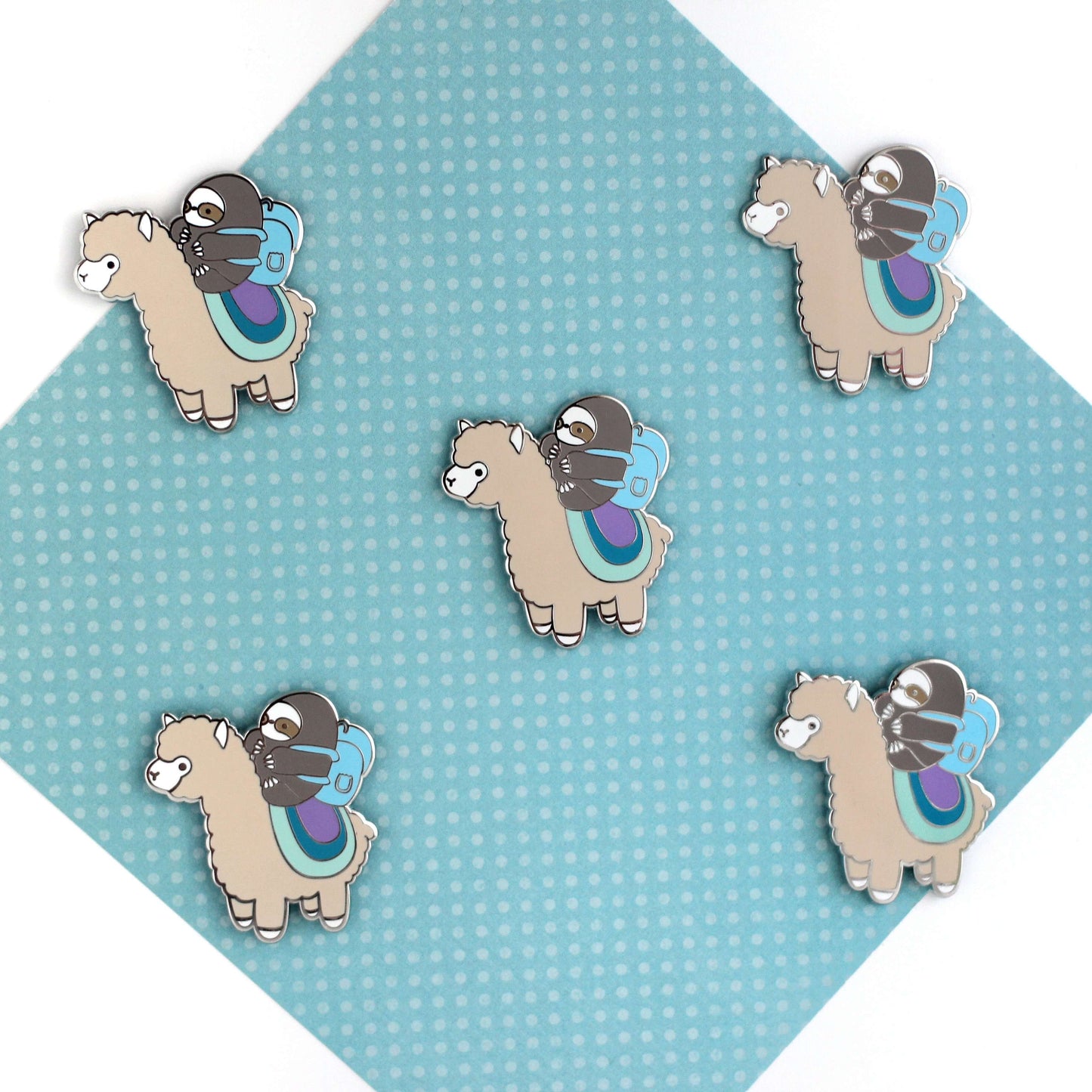 Sloth and Alpaca Adventurer Enamel Pin (Silver) - Llama Pin for Backpack - Sloth Gift