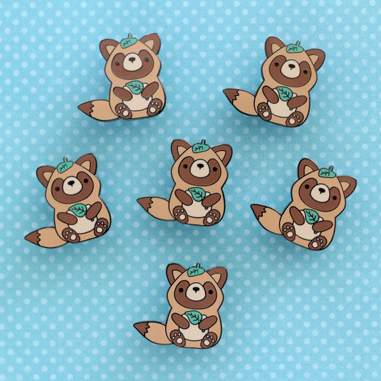Tanuki Enamel Pin - Japanese Raccoon Dog Pin - Yokai Gift