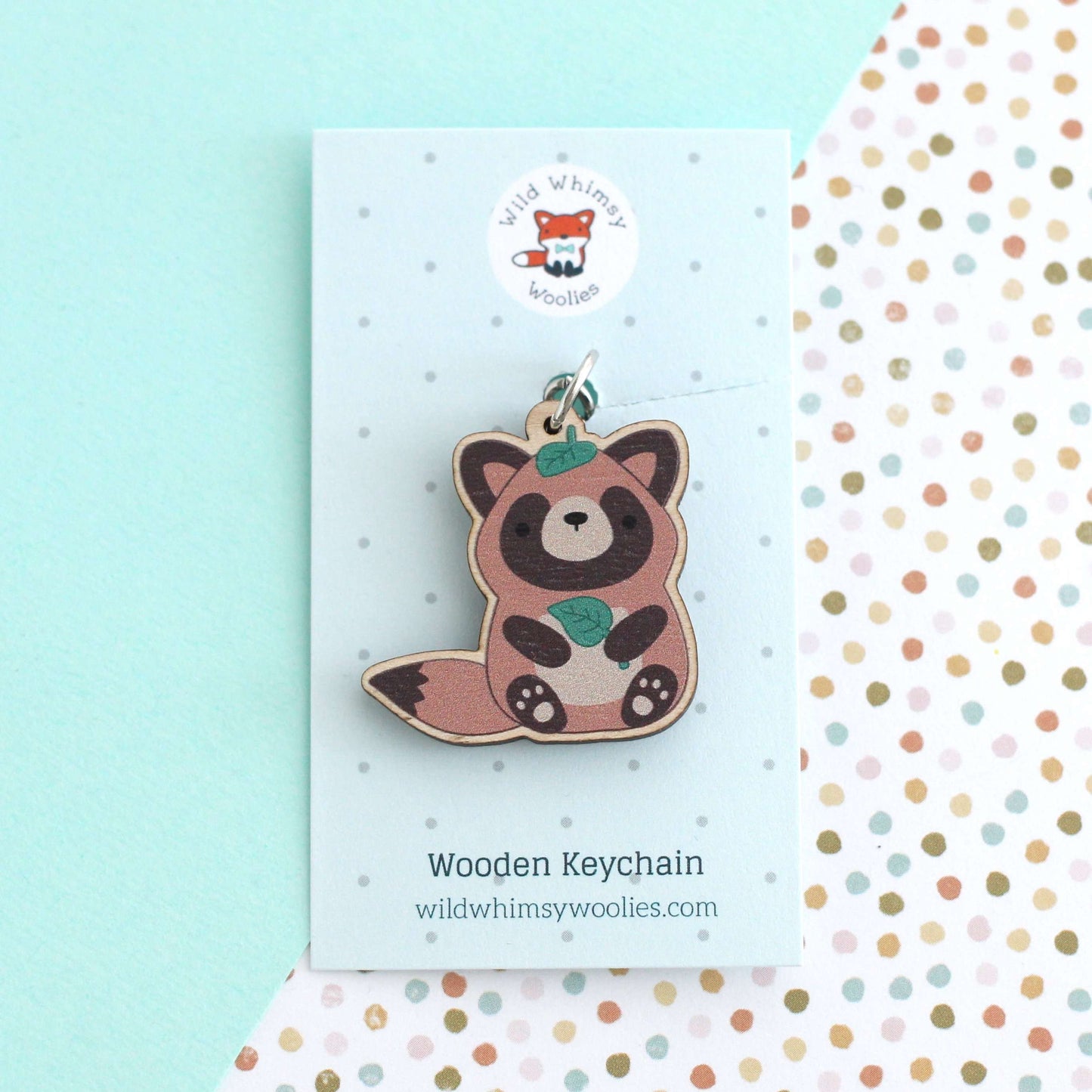 Tanuki Wooden Keychain - Japanese Raccoon Dog - Sustainable Gift