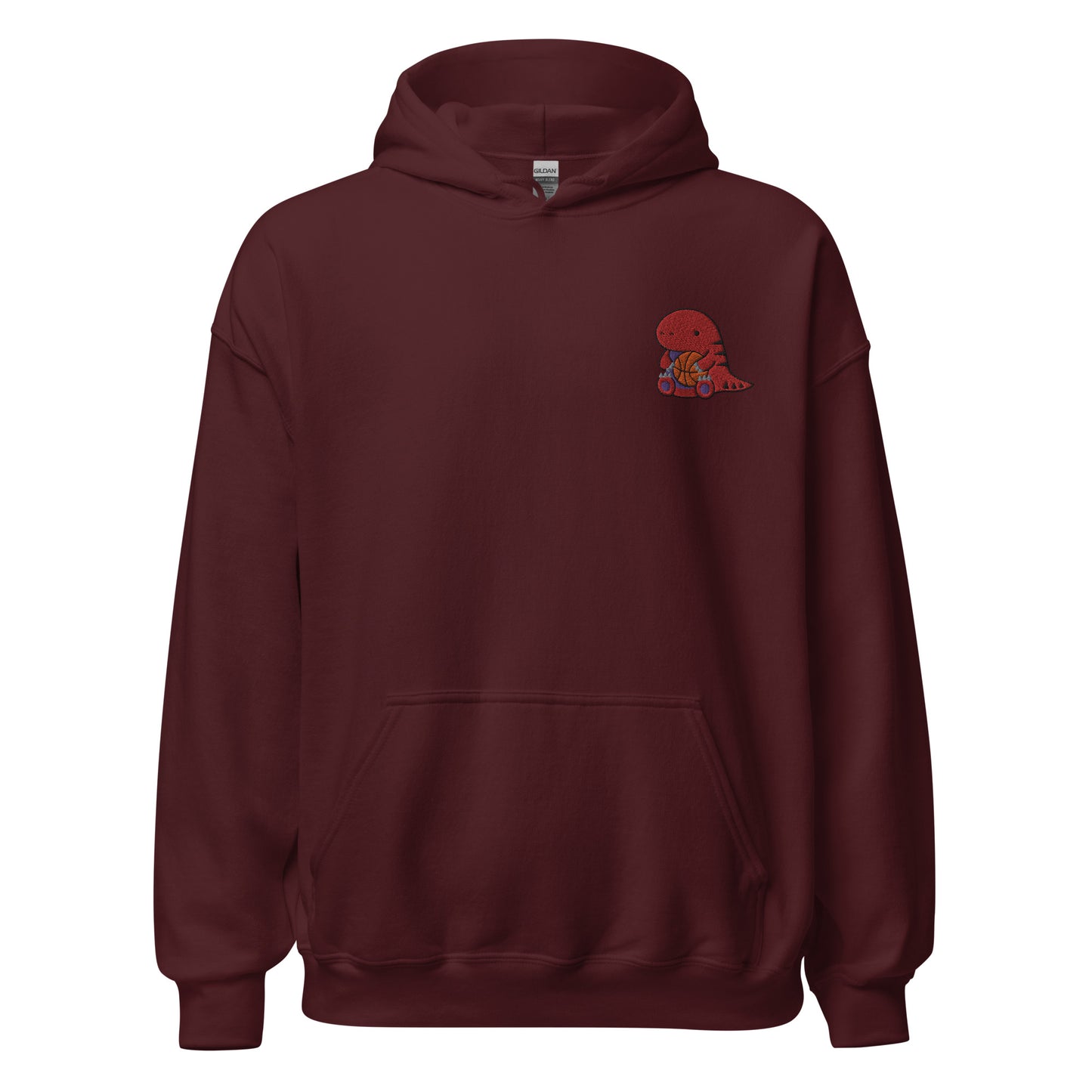 Hoodie with Cute Embroidered Raptor. Toronto Basketball Hoodie: Maroon / S