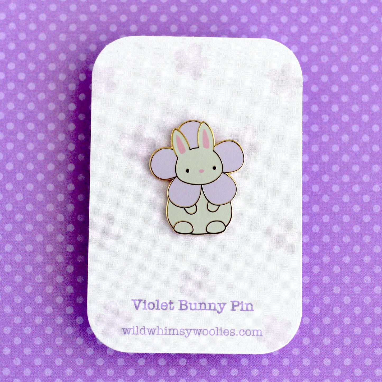 Violet Bunny Pin - Bunny Lapel Badge - Flower Enamel Pin - Backpack Pin