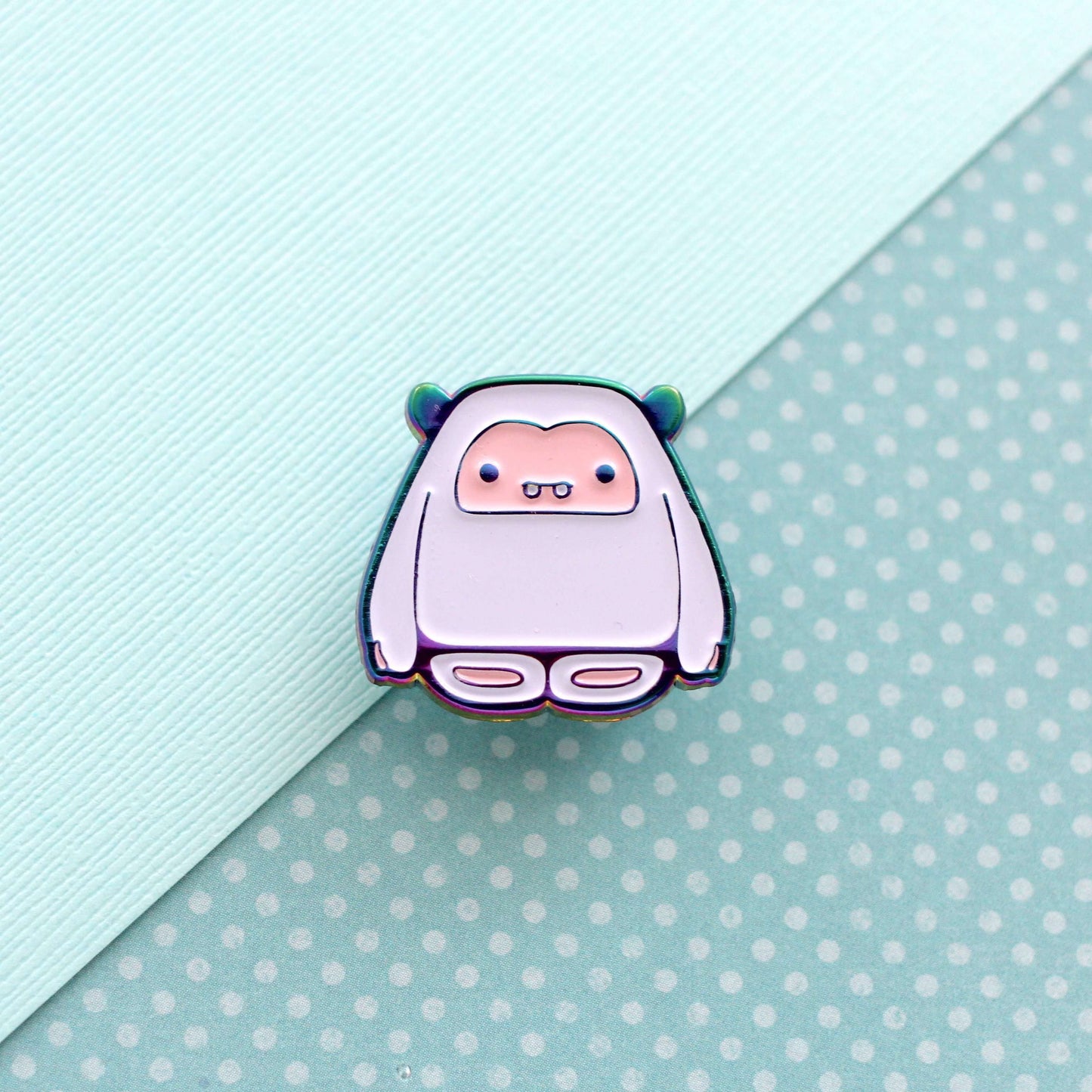 Yeti Enamel Pin (Rainbow Metal/Pink Variant) - Yeti Pin - Abominable Snowman by Wild Whimsy Woolies