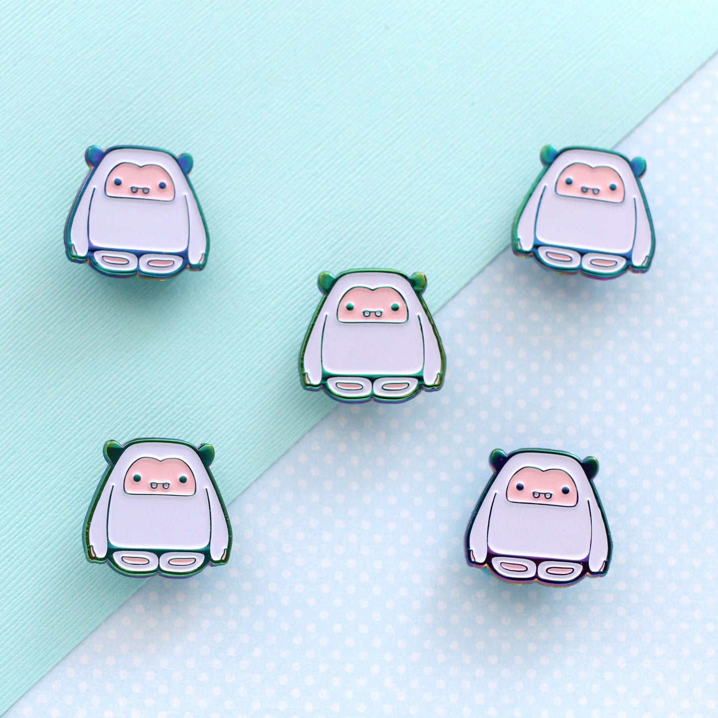 Yeti Enamel Pin (Rainbow Metal/Pink Variant) - Yeti Pin - Abominable Snowman by Wild Whimsy Woolies