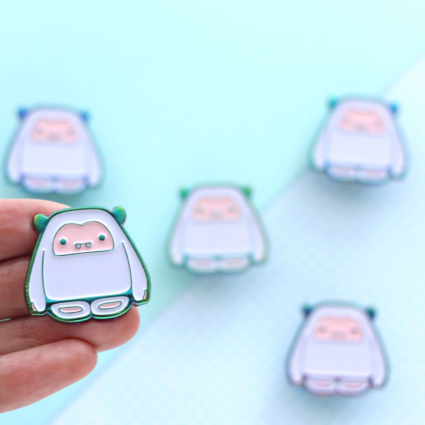 Yeti Enamel Pin (Rainbow Metal/Pink Variant) - Yeti Pin - Abominable Snowman by Wild Whimsy Woolies