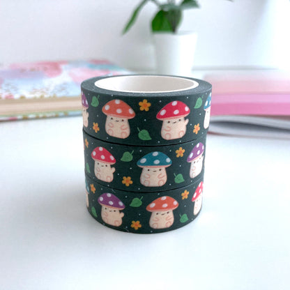 Happy Mushrooms Autumn Washi Tape - Fall Foresty Decorative Tape