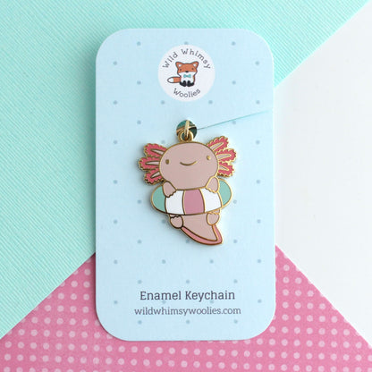 Axolotl in Floatie Enamel Keychain