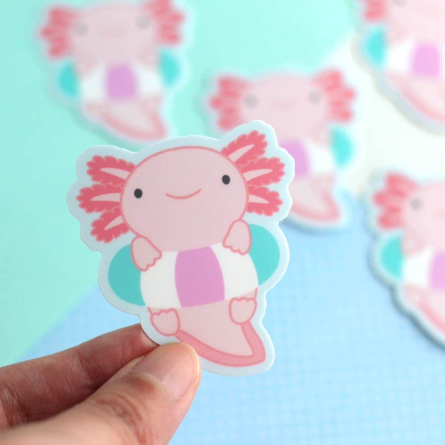 Axolotl in Floatie Vinyl Sticker