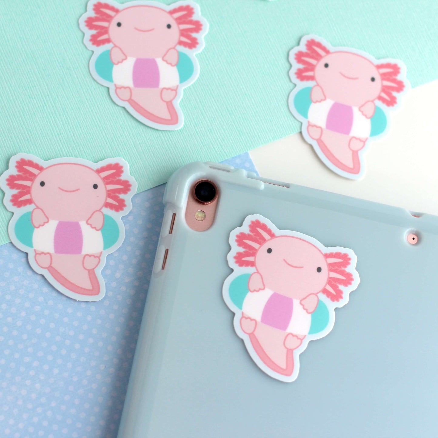 Axolotl in Floatie Vinyl Sticker