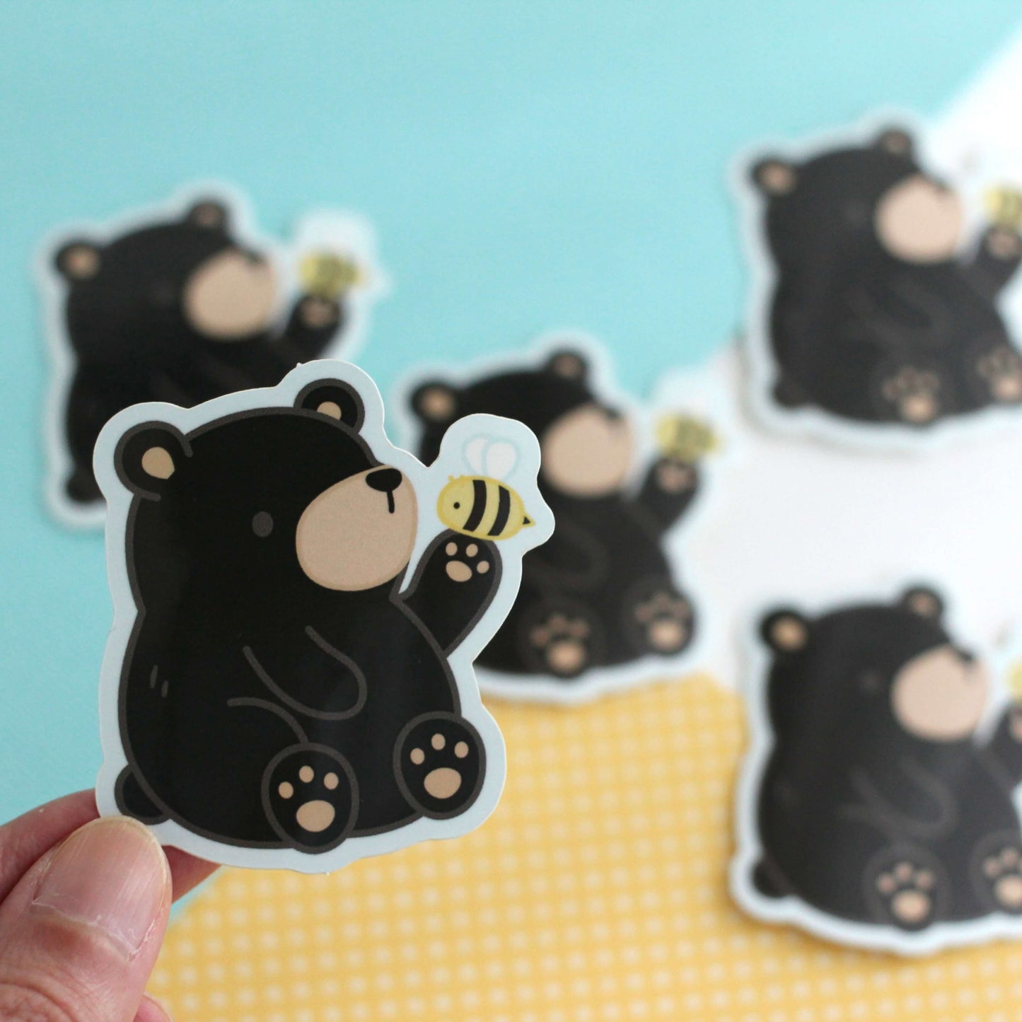 Black Bear and Bee Vinyl Sticker