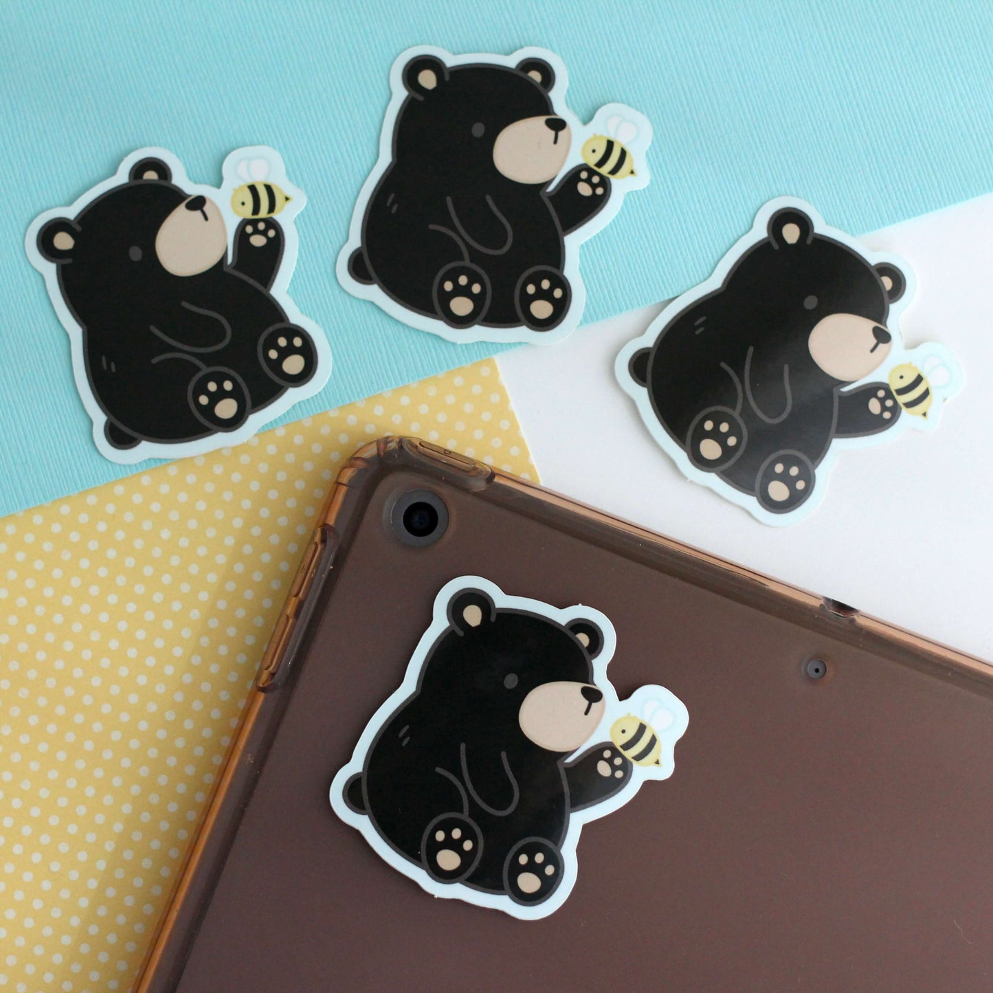 Black Bear and Bee Vinyl Sticker