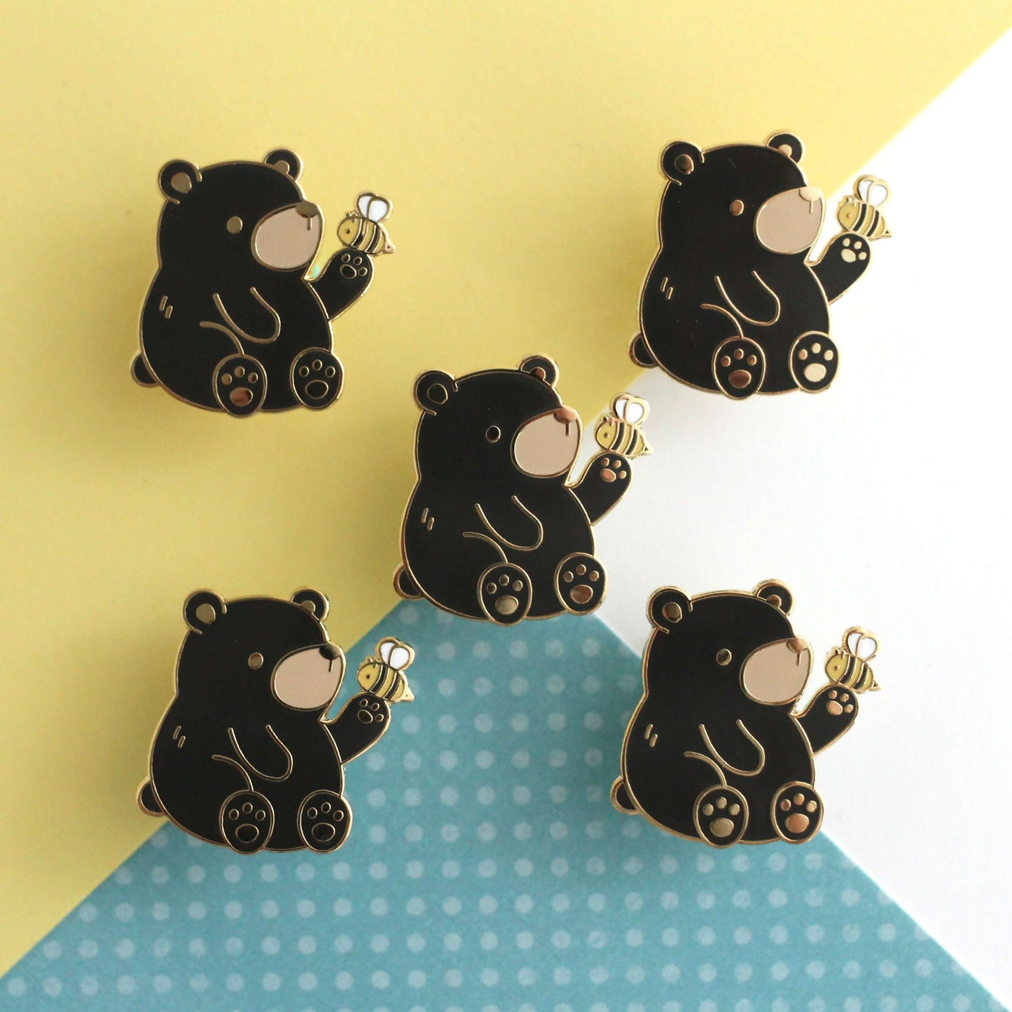 Black Bear and Bee Enamel Pin