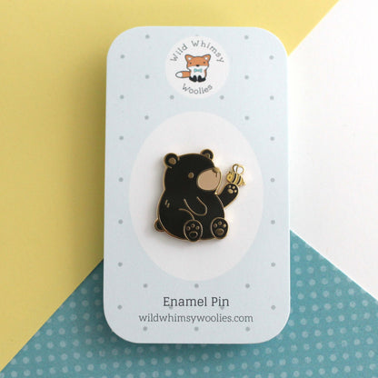 Black Bear and Bee Enamel Pin