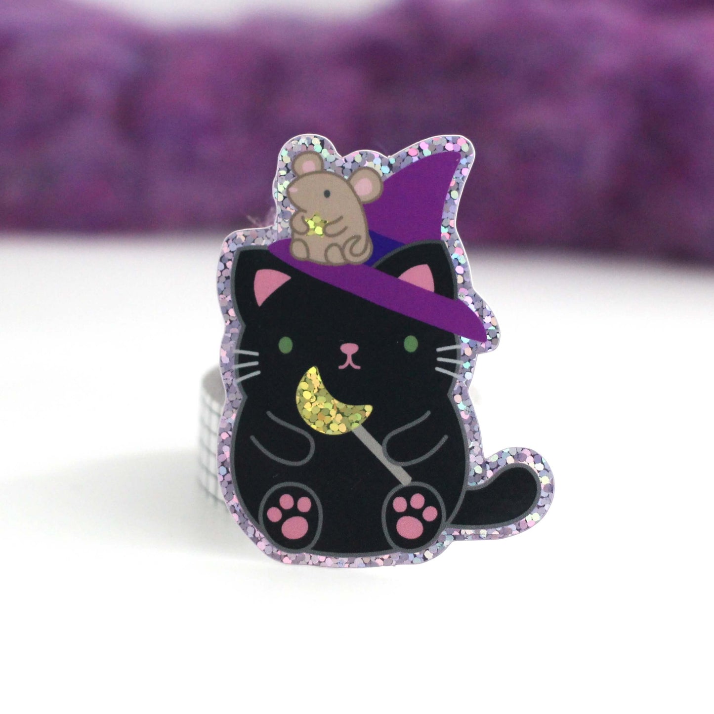 Halloween Black Cat Witch Sticker