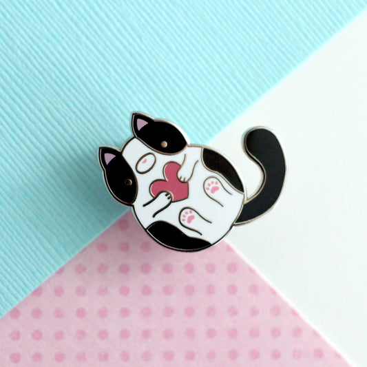 Black and White Tuxedo Cat Enamel Pin