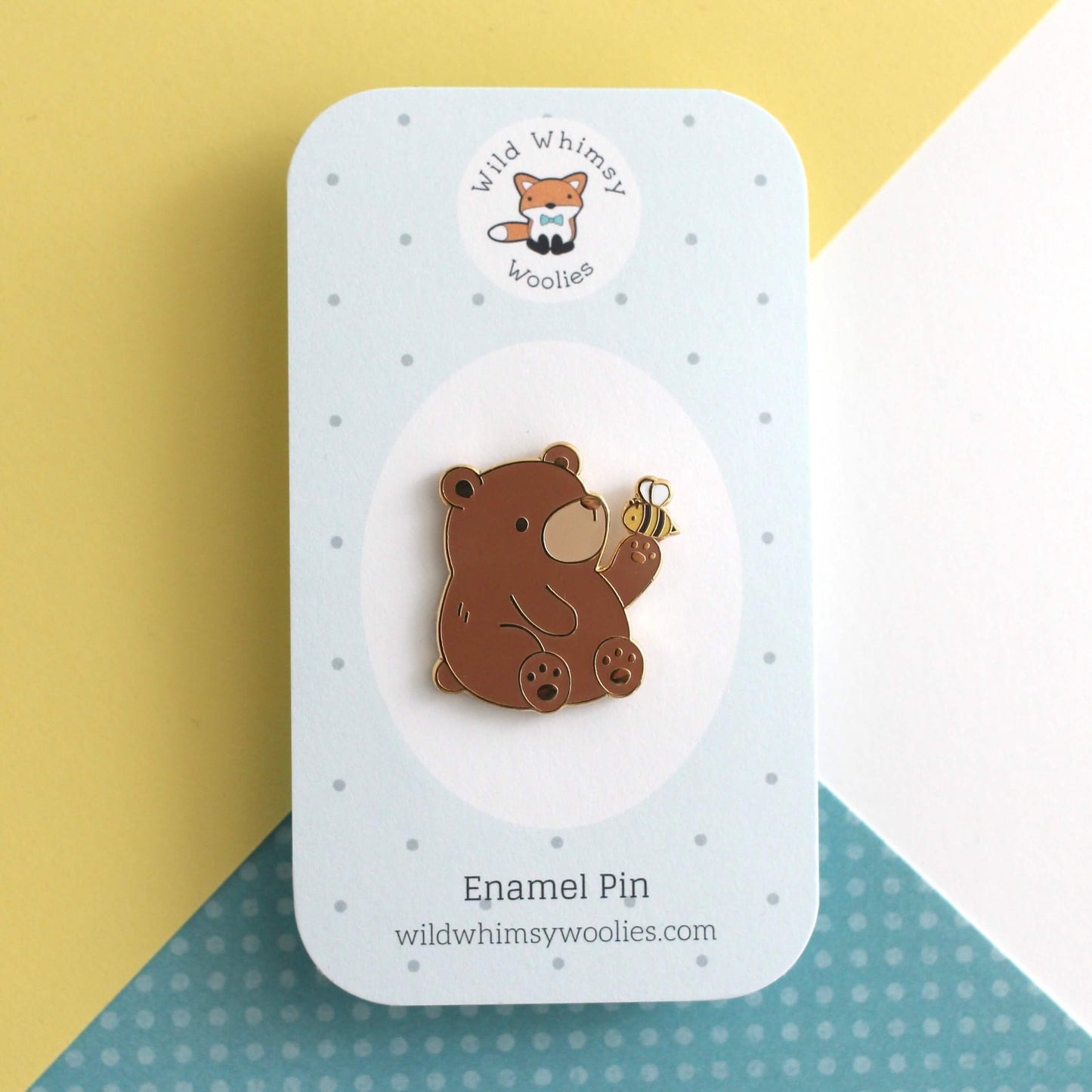 Brown Bear and Bee Enamel Pin