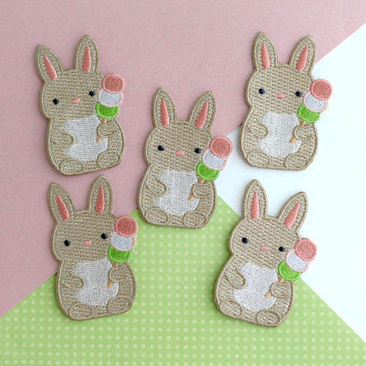 Bunny with Dango Embroidered Iron-On Patch
