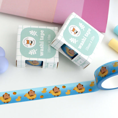 Capybara in Duck Floatie Washi Tape