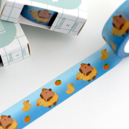 Capybara in Duck Floatie Washi Tape